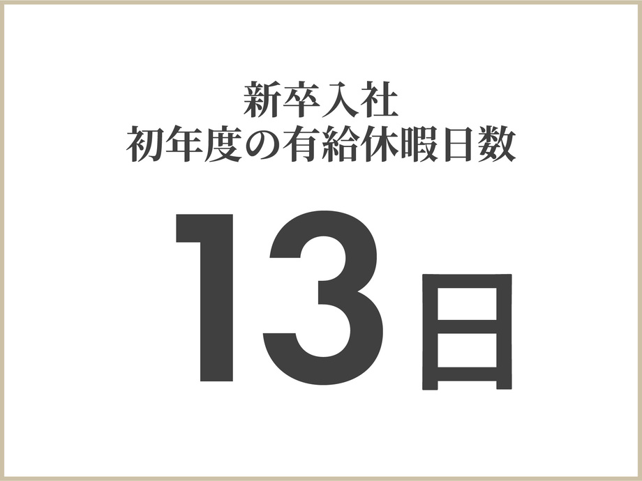 新卒入社初年度の有給休暇日数13日